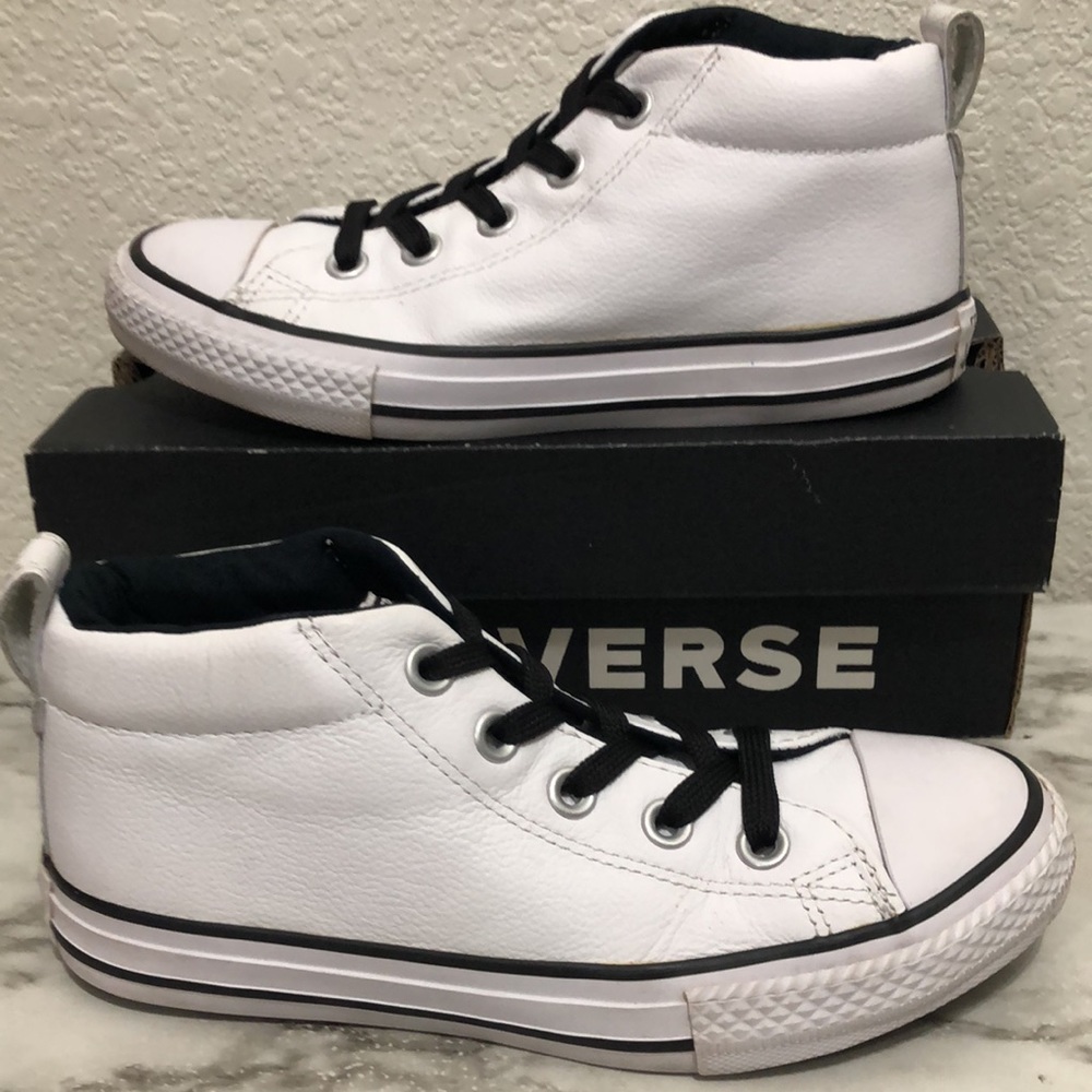 Converse Chuck Taylor white leather sneakers